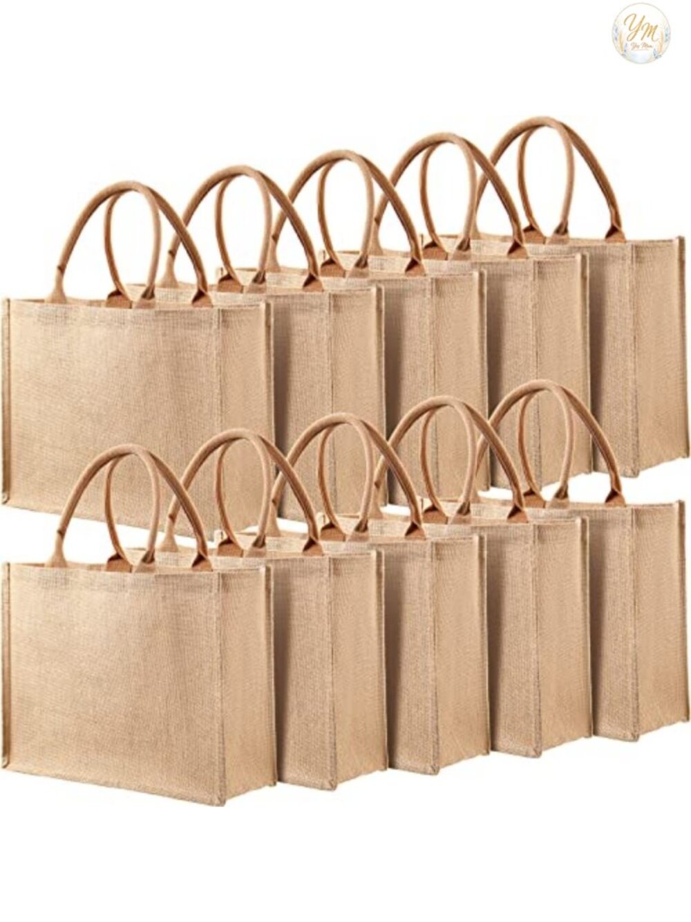 10 Pack Burlap Jute Tote Bags Reusable Large Blank for Shopping DIY